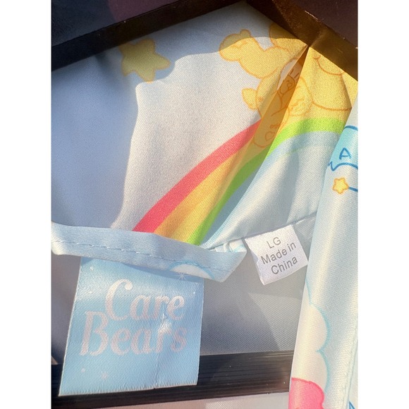 Care Bears Puffer Jacket Rainbow Clouds Stars Quilted Full Zip Blue Sz LG - Picture 8 of 9